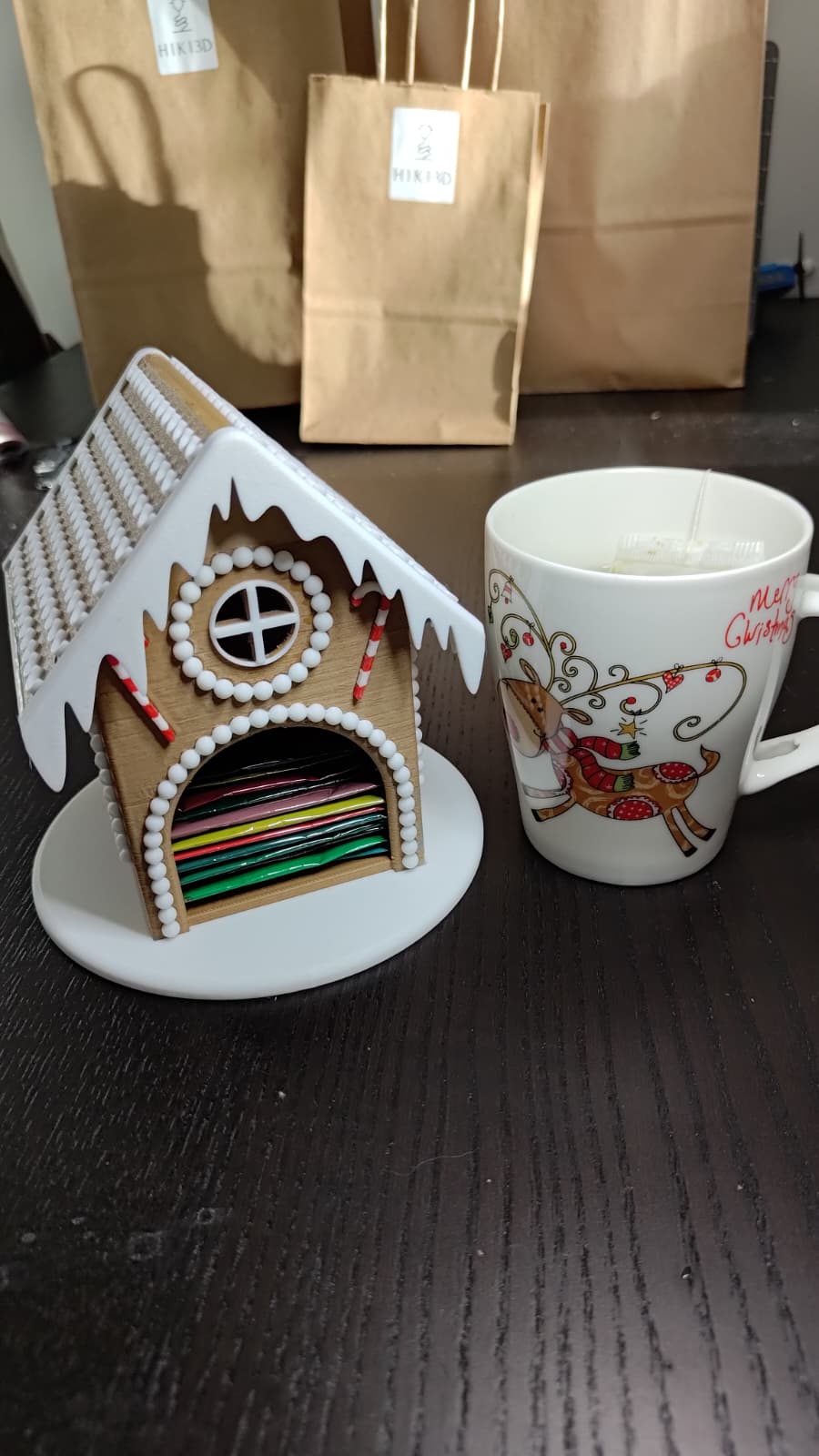 Gingerbread house tea bags holder