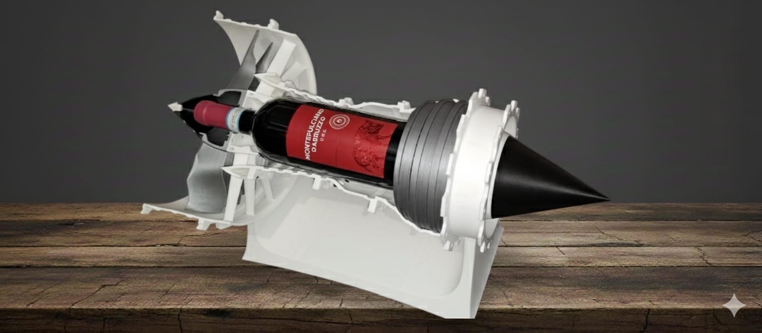 Jet engine wine bottle holder