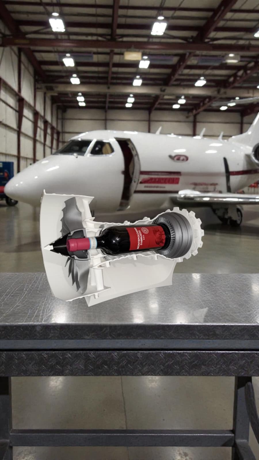 Jet engine wine bottle holder